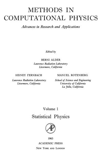 Methods in computational physics, Vol. 01. Statistical physics