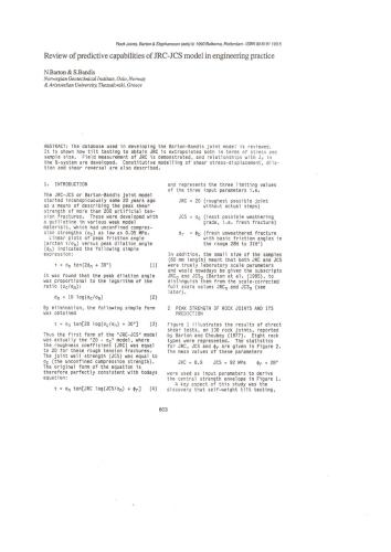 Review of predictive capabilities of JRC-JCS model in engineering practice