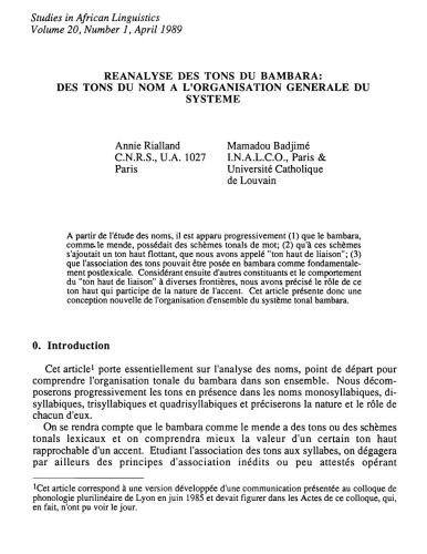 Studies in African Linguistics. Volumes 20-29