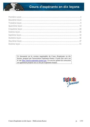 Cours d'espéranto en dix leçons