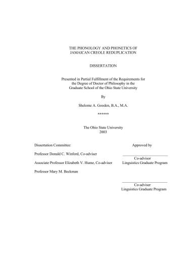 The phonology and phonetics of Jamaican Creole reduplication