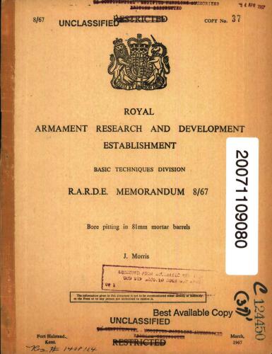 Bore pitting in 81mm mortar barrels