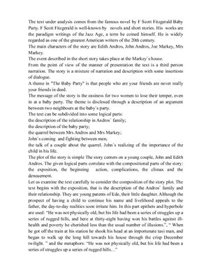 Stylistic analysis of the text by F Scott Fitzgerald Baby Party