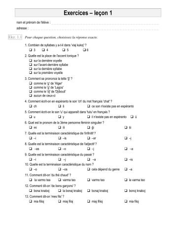Cahier d'exercices du cours en dix leçons