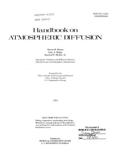 Handbook on atmospheric diffusion