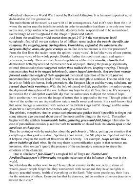 Стилистический анализ текста Death of a hero by Richard Aldington