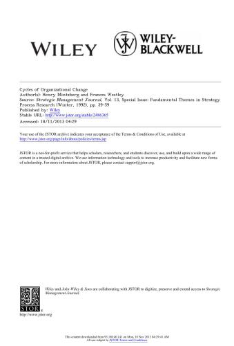 Cycles of Organizational Change