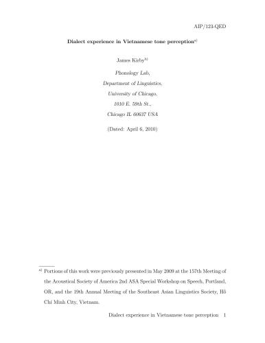 Dialect experience in Vietnamese tone perception