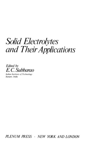 Solid Electrolytes and Their Applications