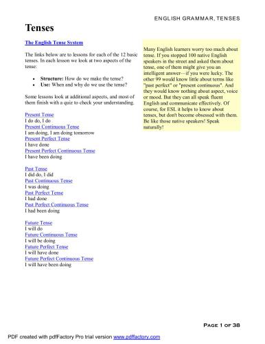 English Grammar. Tenses