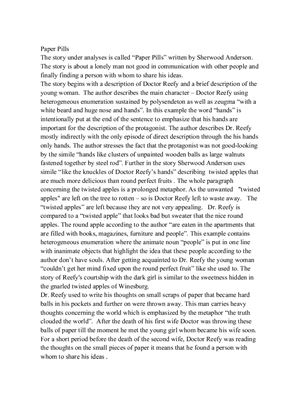 A Stylistic Analysis of Paper Pills by Sherwood Anderson