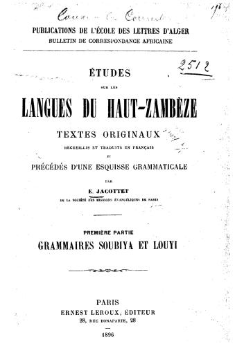 Études sur les langues du Haut-Zambèze