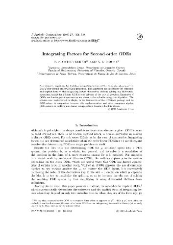 Integrating factors for 2nd order ODes. JSC 1999