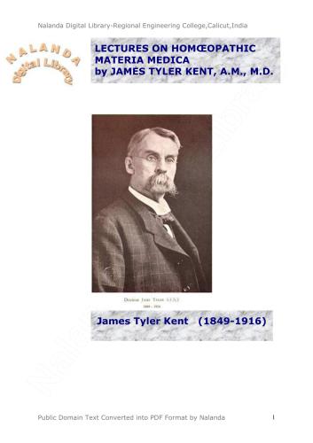 Lectures on Homoeopathic Materia medica