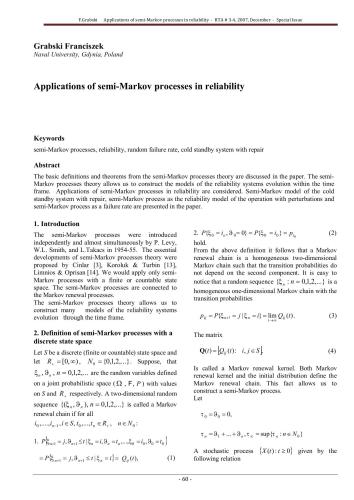 Applications of semi-Markov processes in reliability