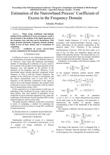 Estimation of the Narrowband Process' Coefficient of Excess in the Frequency Domain