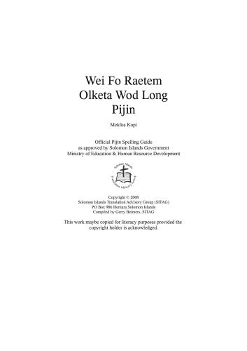 Wei Fo Raetem Olketa Wod Long Pijin