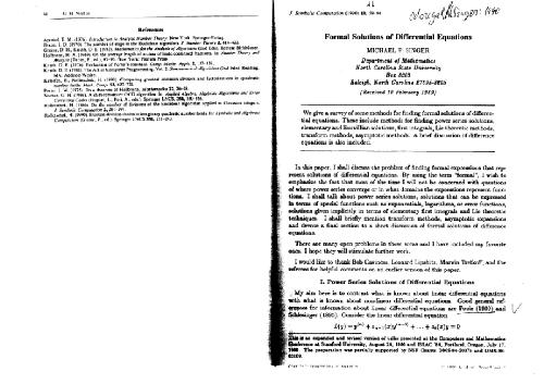 Formal solutions of ODEs