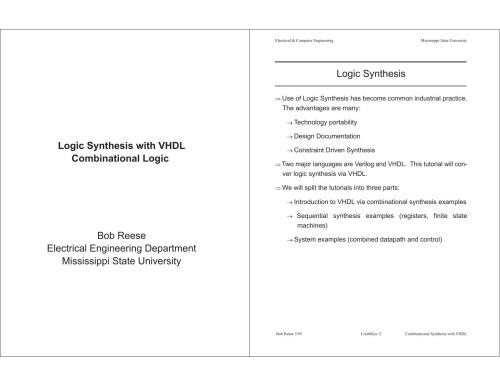 Logic Synthesis with VHDL Combinational Logic
