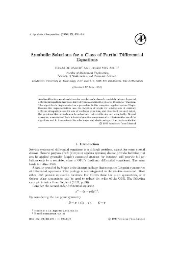 Symbolic solutions for a class of PDEs. JSC 1996
