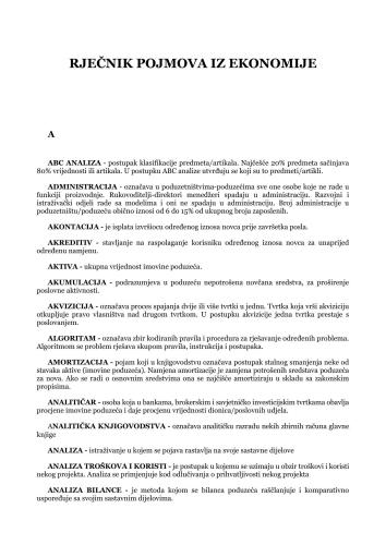 Rječnik pojmova iz ekonomije