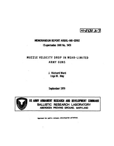 May. Muzzle velocity drop in wear-limited army guns