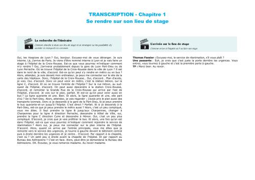 Le français des médecins. Transcriptions