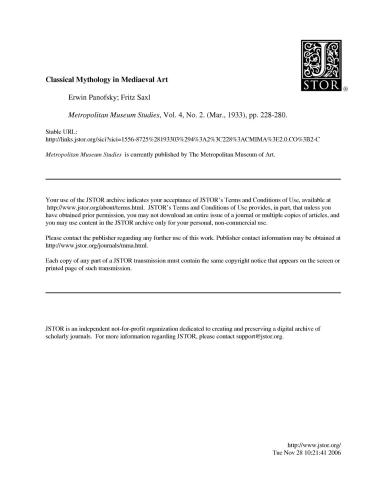 Classical Mythology in Medieval Art