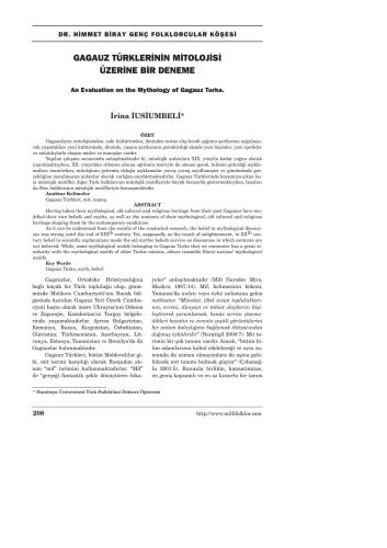 Gagauz Türklerinin Mitolojisi üzerine bir deneme