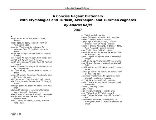 A concise Gagauz dictionary