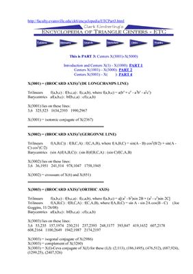 Encyclopedia of Triangle Centers