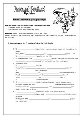 Present Perfect: Updates Worksheet