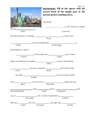 Letter to a Friend (Past Simple vs. Present Perfect) (Worksheet)