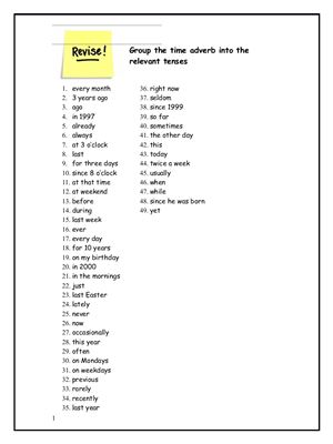 Tenses Revision Worksheet