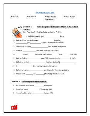 Grammar Exercises. Tenses (Worksheet)