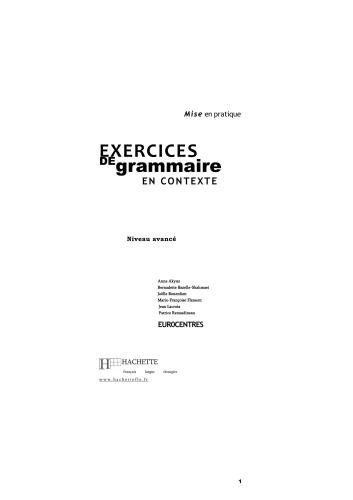 Exercices de grammaire en contexte. Niveau avancé