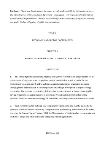 EU-Ukraine Association Agreement - the complete texts. Title V: Economic and Sector Cooperation