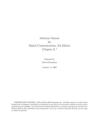 Solutions Manual for Digital Communications