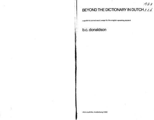 Beyond the Dictionary in Dutch: A Guide to Correct Word Usage for the English-Speaking Student