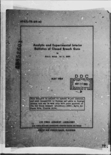 Heiney. Analytic and experimental interior ballistics of closed breech guns