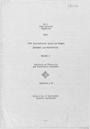 Antennas and Propagation 1979. Volume 1