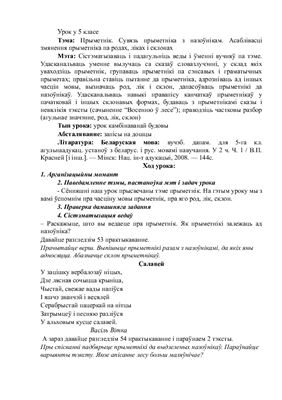 Урок у 5 класе: Прыметнік. Сувязь прыметніка з назоўнікам. Асаблівасці змянення прыметніка па родах, ліках і склонах