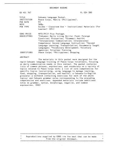 Cebuano Language Packet