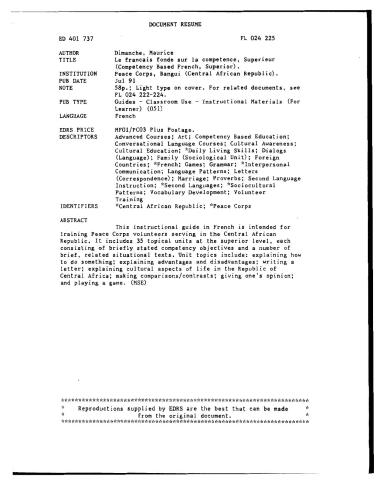 Le français fonde sur la competence, Supérieur (Competency Based French, Superior)