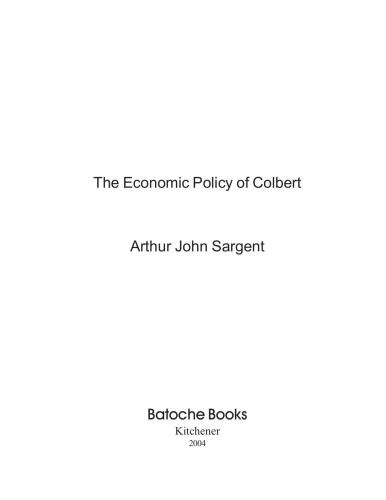 The Economic Policy of Colbert