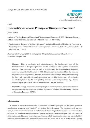 Gyarmati’s Variational Principle of Dissipative Processes