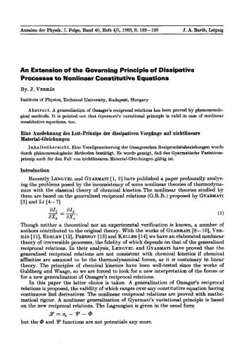 An Extension of the Governing Principle of Dissipative Processes to Nonlinear Constitutive Equations