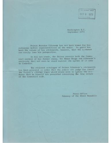 Statements by Prince Norodom Sihanouk 1965-1973