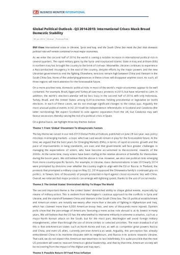 International Crises Mask Broad Domestic Stability 30 Jun 2014