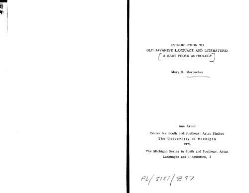 Introduction to Old Javanese Language and Literature: A Kawi Prose Anthology